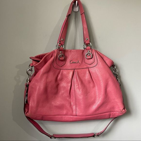 🌸🌺 Coach Ashley Pink Leather Purse Carryall Handbag Shoulder Bag 🌸 🌺 - Picture 2 of 13